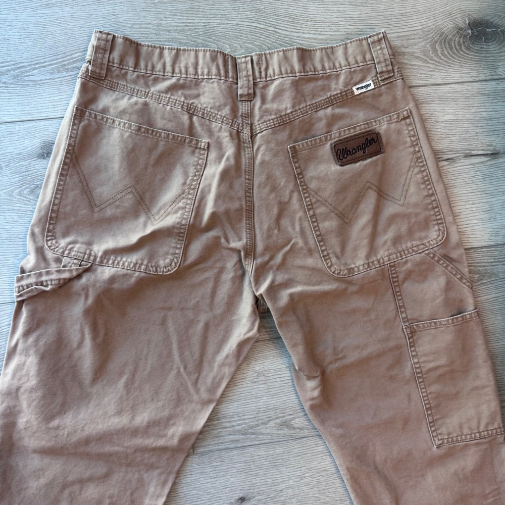 Wrangler Carpenter Pants Mens 32x32 Tan Brown Double Knee Work Skater Y2K Cotton
